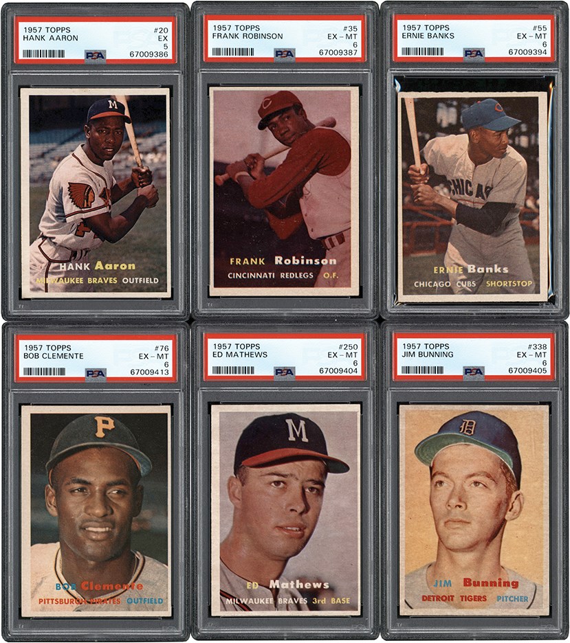 - 1957 Topps Hall of Fame Collection w/Roberto Clemente (6) All PSA