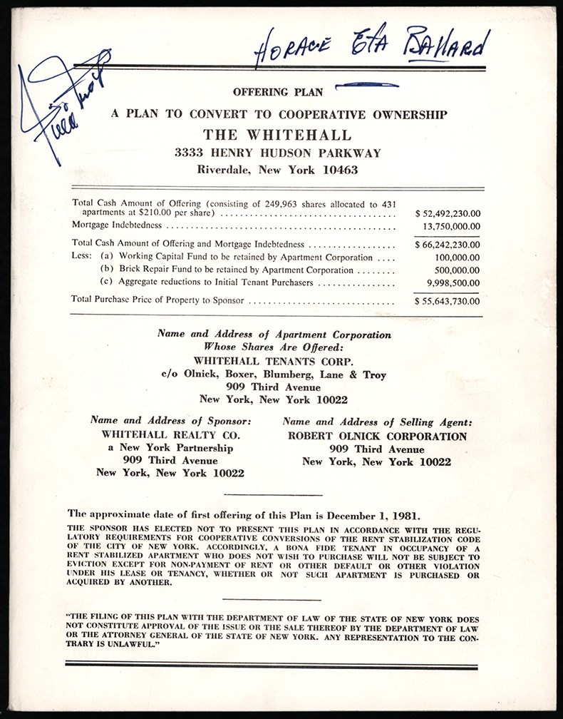 Willie Mays Signed Cooperative Ownership Plan Book