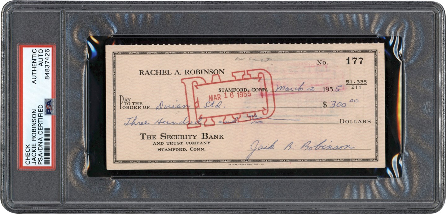 - 1955 Jackie Robinson Signed Check (PSA)
