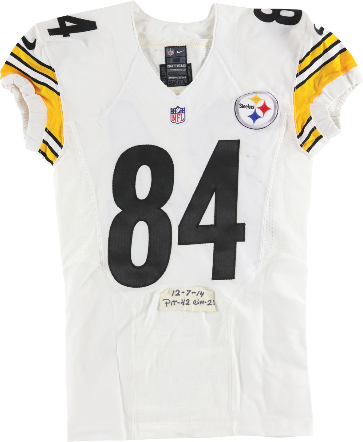 12/7/14 Antonio Brown Pittsburgh Steelers Signed Inscribed Game Worn Jersey (Photo-Matched)