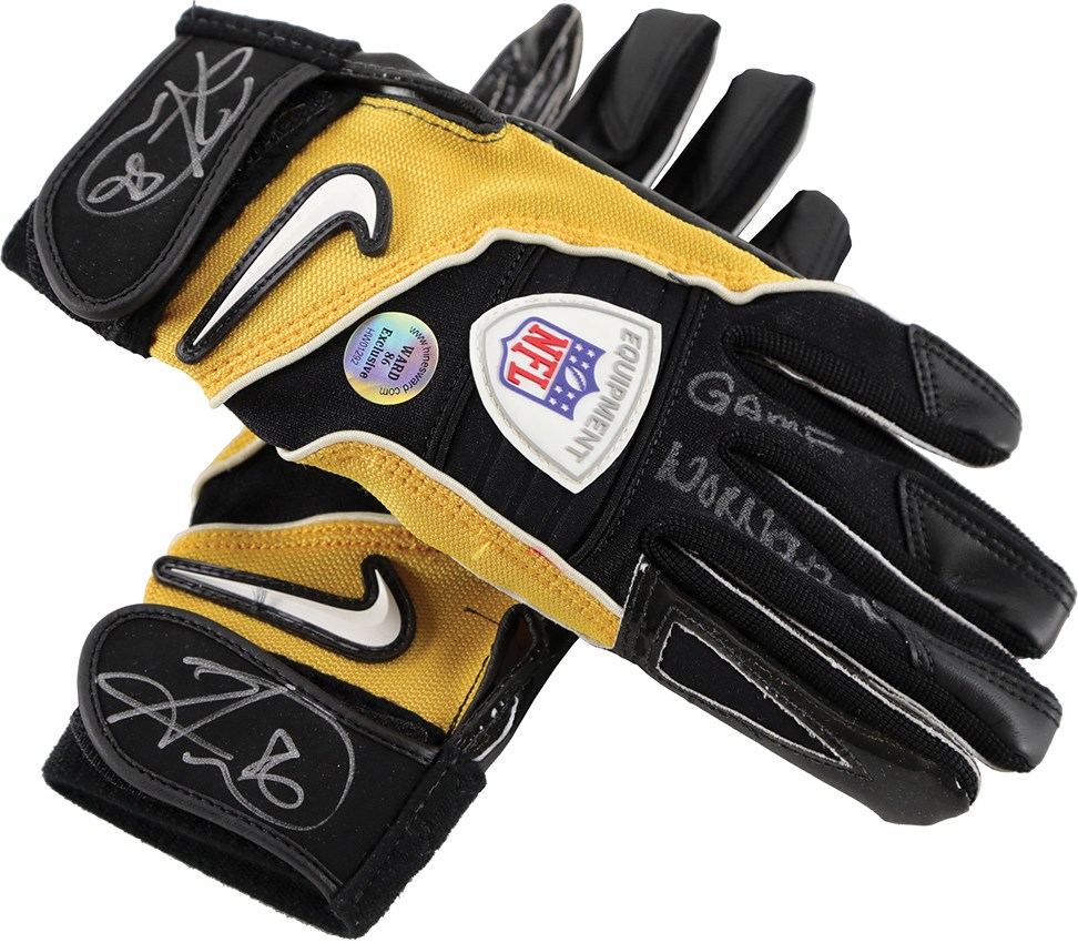 - 2010 Hines Ward Pittsburgh Steelers Signed Game Worn Gloves (Ward LOA)
