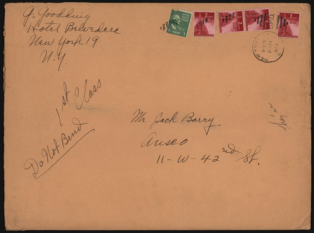 Gladys Gooding Signed Envelope - Legendary Ebbets Field/Brooklyn Dodgers Organist (JSA)