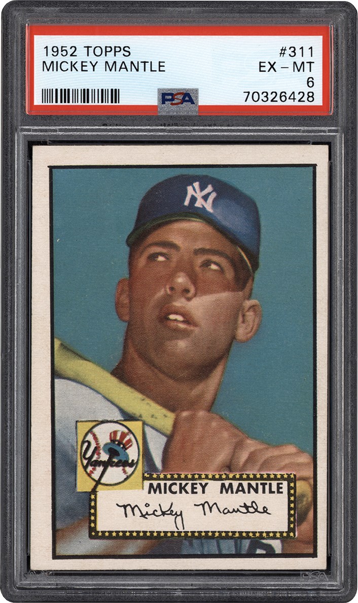 52 Topps Baseball #311 Mickey Mantle PSA EX-MT 6 - Newly Discovered Example