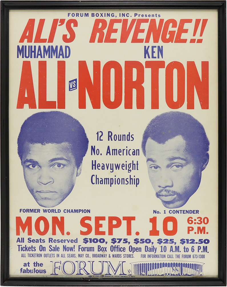 Very Rare 1973 Muhammad Ali vs. Ken Norton II On-Site Boxing Poster