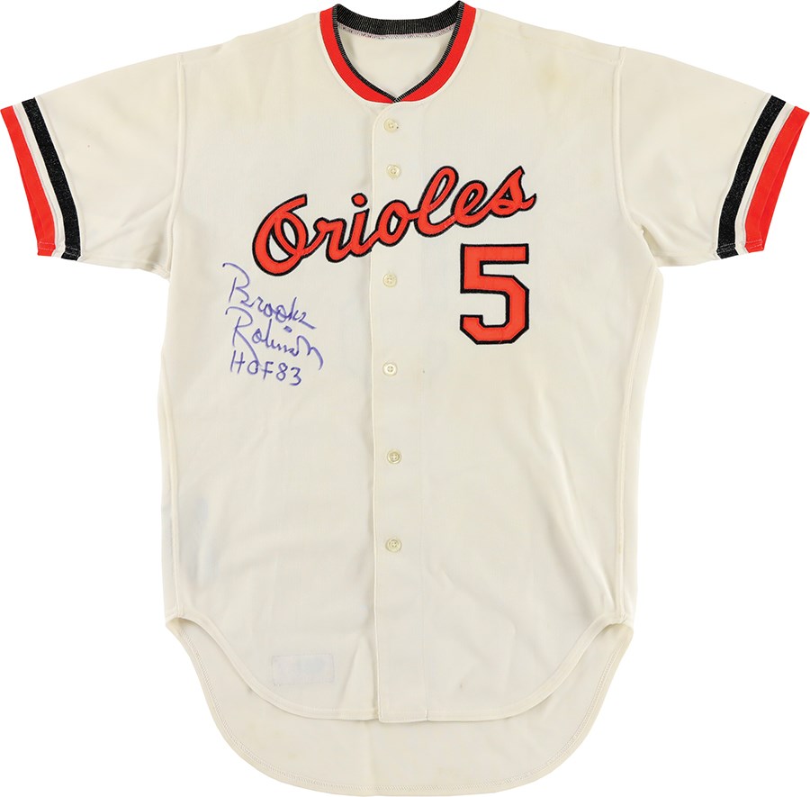 Baseball Equipment - 977 Brooks Robinson Baltimore Orioles Signed Game Worn Jersey (Photo-Matched & MEARS A10)