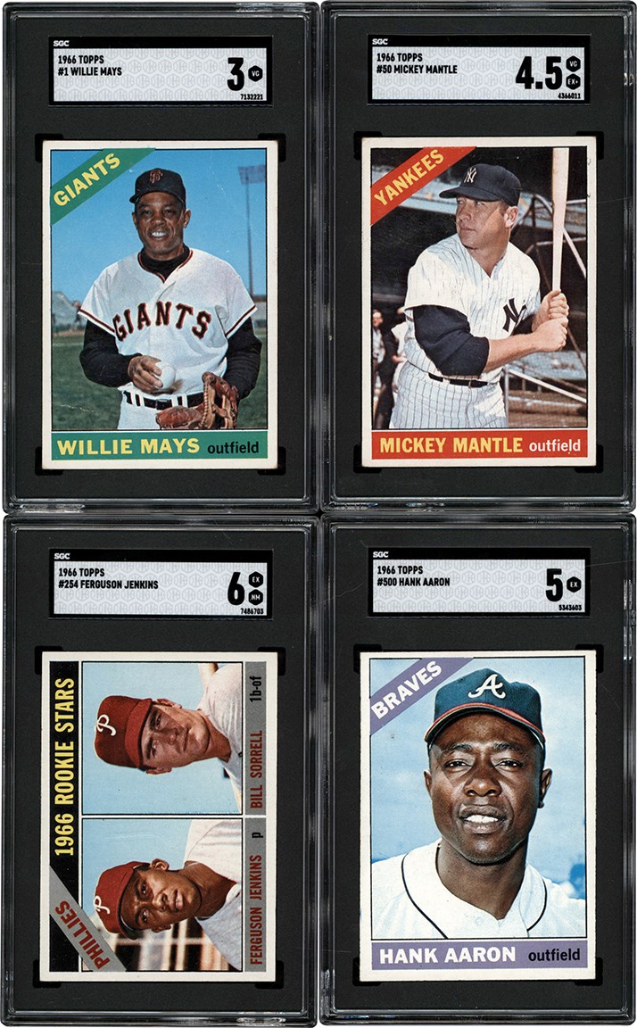 1966 Topps Baseball Hall of Fame SGC Graded Card Collection (4) w/Mantle and Mays