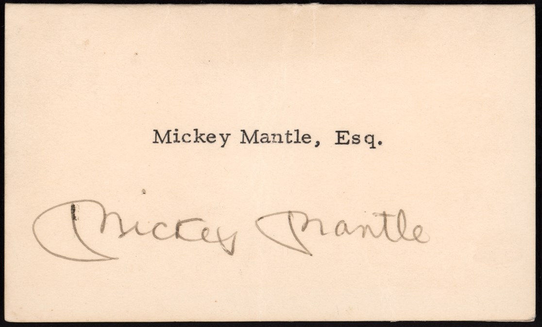 Mantle and Maris - Mickey Mantle Signed Card from 1960s Yankees Visit (Sourced from Nurse's Family) (PSA)