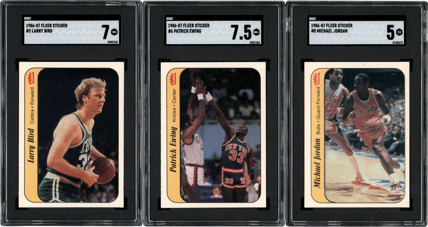 1986-1987 Fleer Basketball Sticker SGC Graded Complete Set (11) w/Michael Jordan Rookie