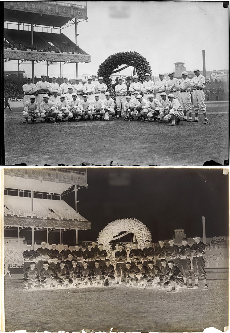 - 1913 New York Giants with McGraw, Mathewson & Thorpe Original Glass Plate Negative