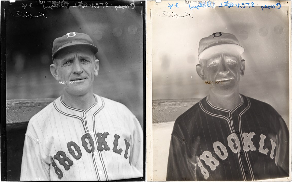 Circa 1935 Casey Stengel Brooklyn Dodgers Original Charles Conlon Film Negative in Original Sleeve