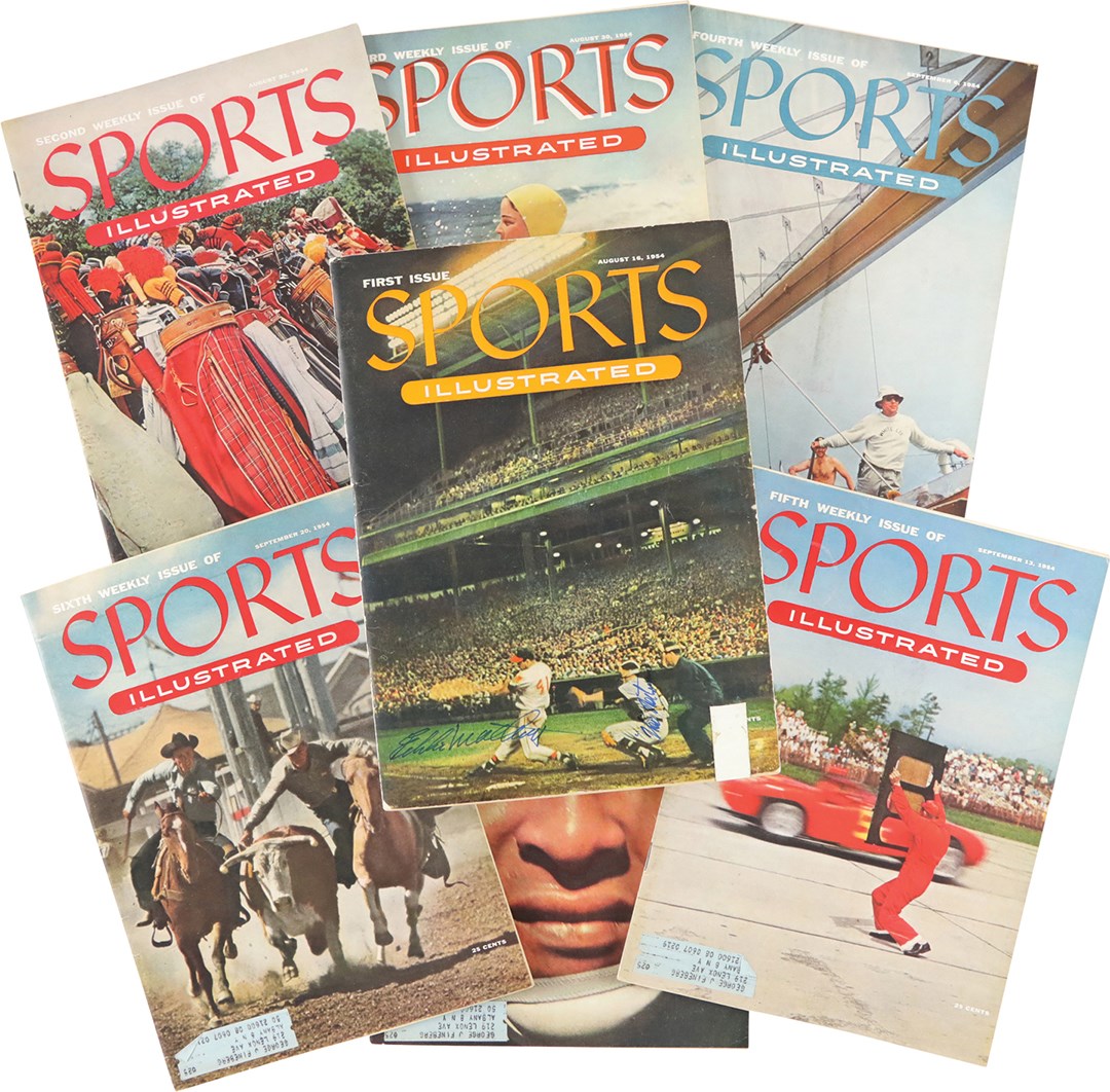 - 1954 Sports Illustrated Magazine First Seven Issues Collection w/Dual-Signed First Edition Cover