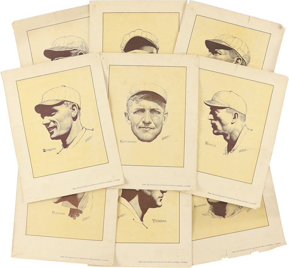 - 914 Evening Sun New York Giants Supplement Collection w/Mathewson (9)