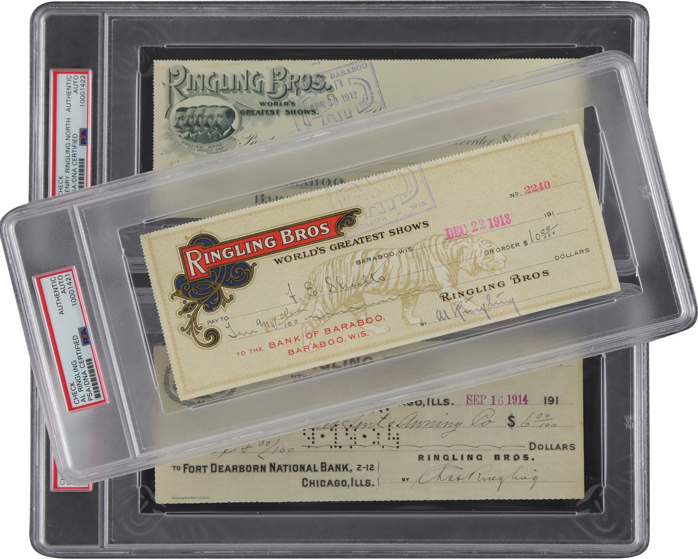 - 1912-1914 Ringling Brothers Signed Check Collection (PSA)
