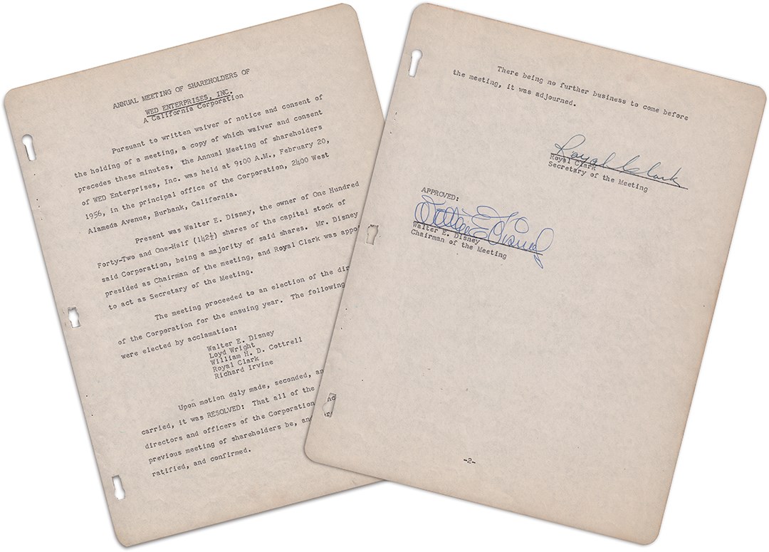 - Rare 1956 Walt Disney Signed Contract (PSA)