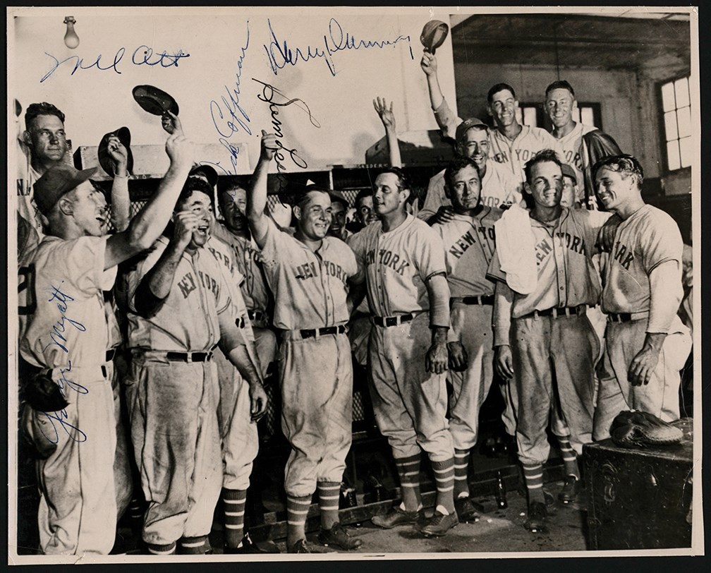 1937 New York Giants Signed Photograph w/Mel Ott (PSA Type I)