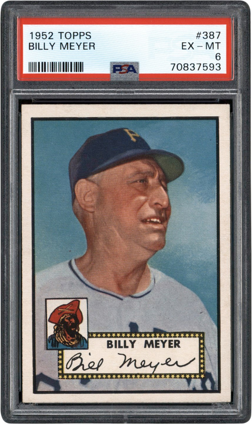 1952 Topps #387 Billy Meyer PSA EX-MT 6 - Newly Discovered Example