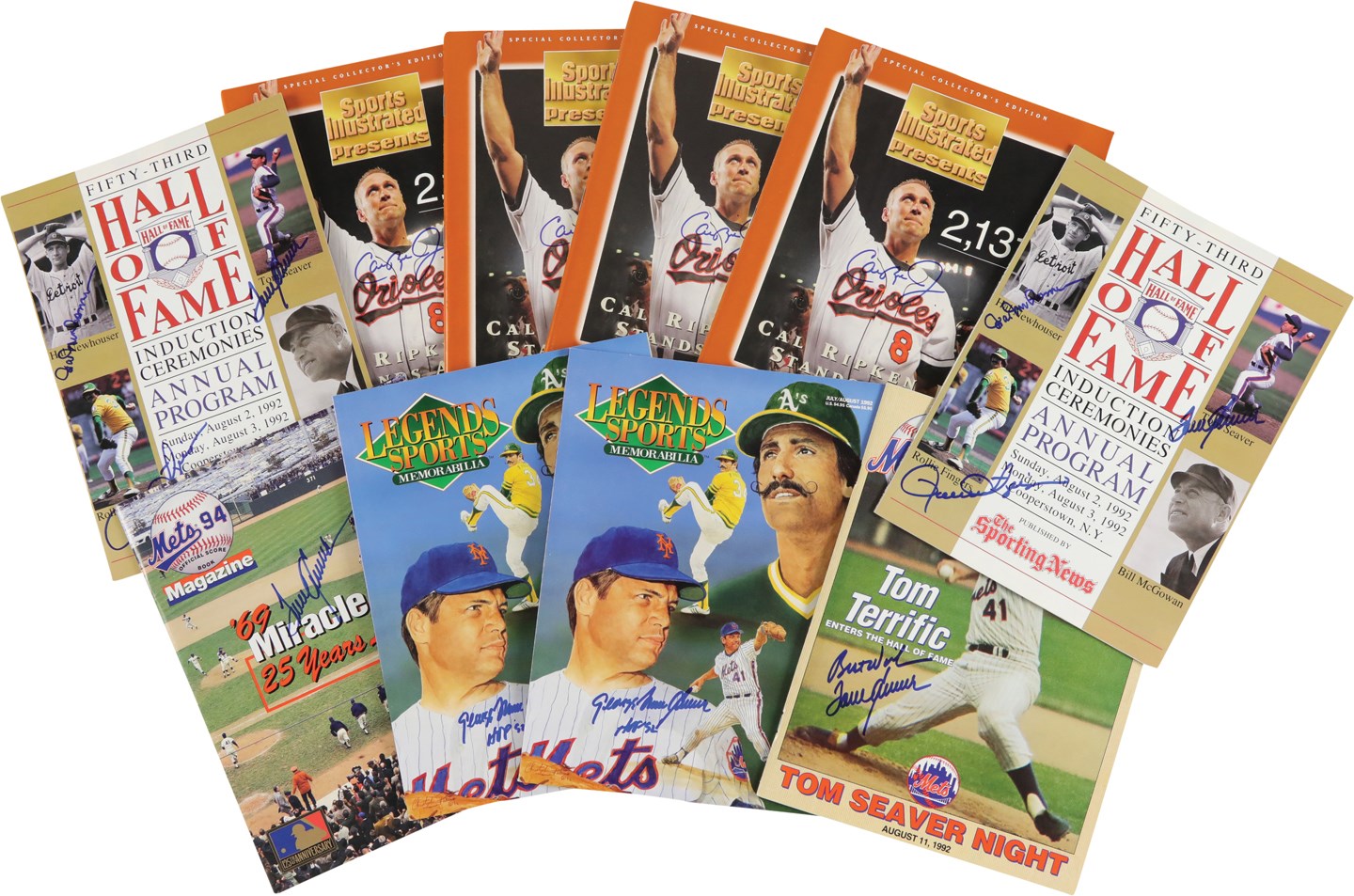 Signed Baseball Magazine Collection w/Rare George Thomas Seaver (9)