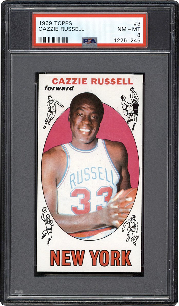 Basketball Cards - 1969-1970 Topps Basketball #3 Cazzie Russell Rookie Card PSA NM-MT 8