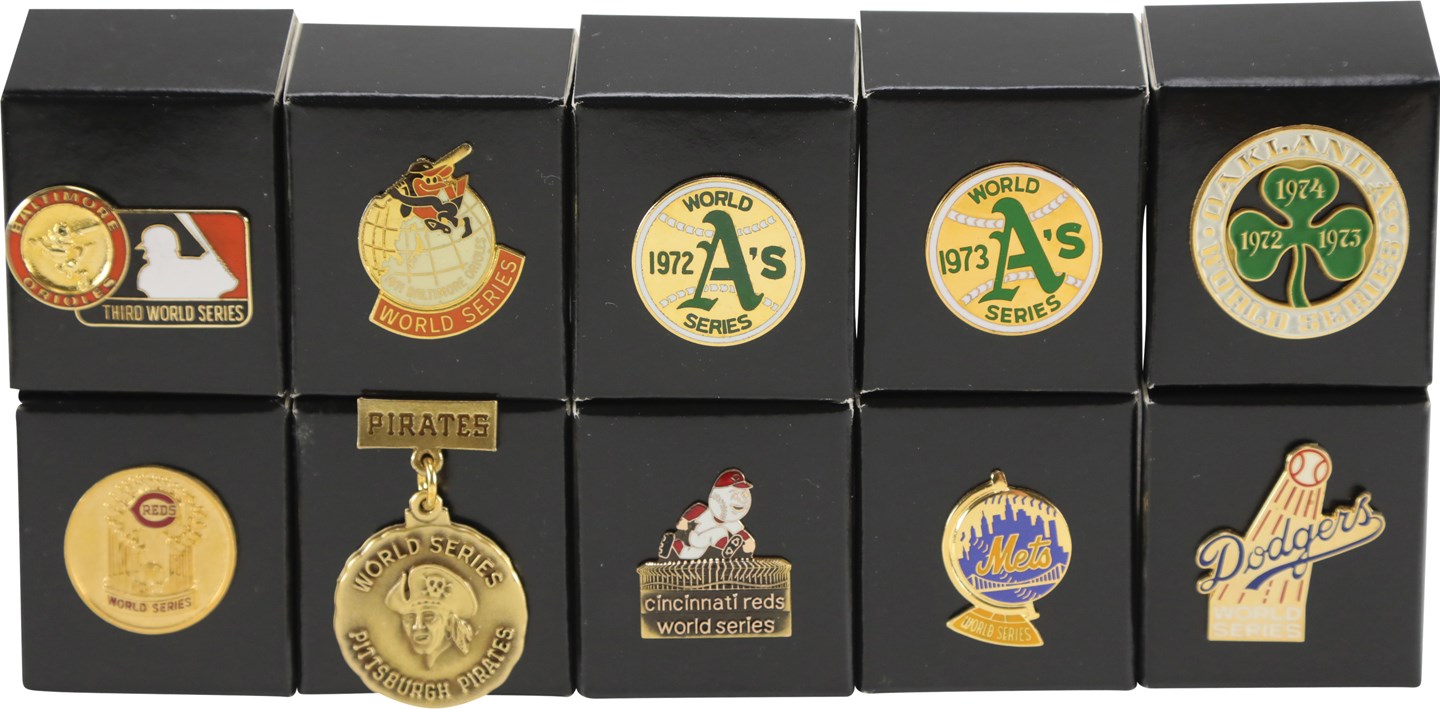 1970s World Series Press Pin Collection (19)