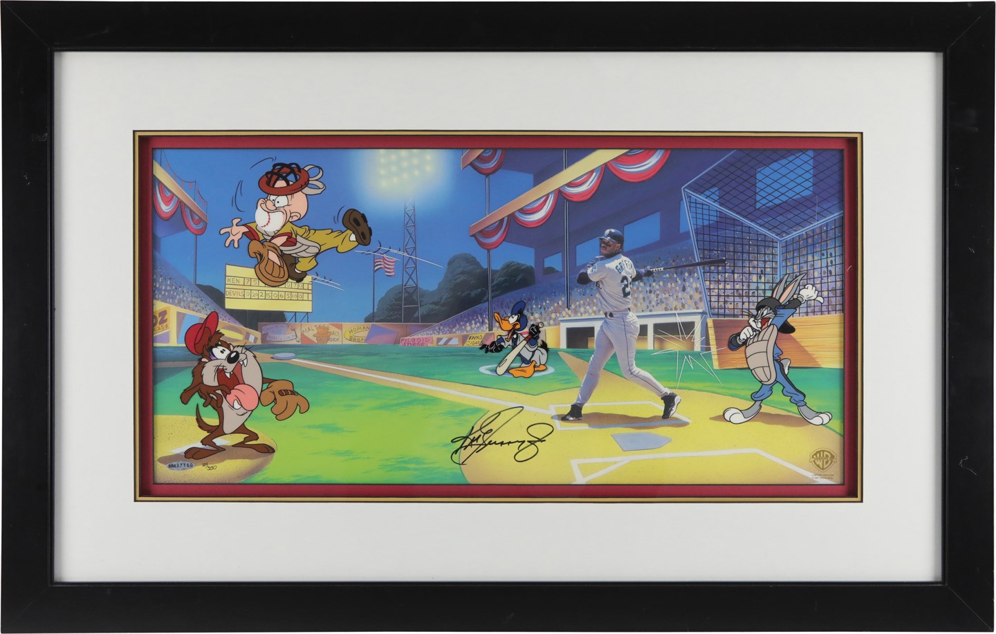 - 1997 Ken Griffey Jr. Signed "Junior's League" Looney Tunes Large-Format Animation Cel
