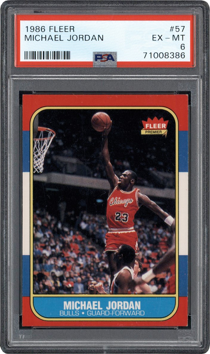 1986-1987 Fleer Basketball #57 Michael Jordan Rookie Card PSA EX-MT 6