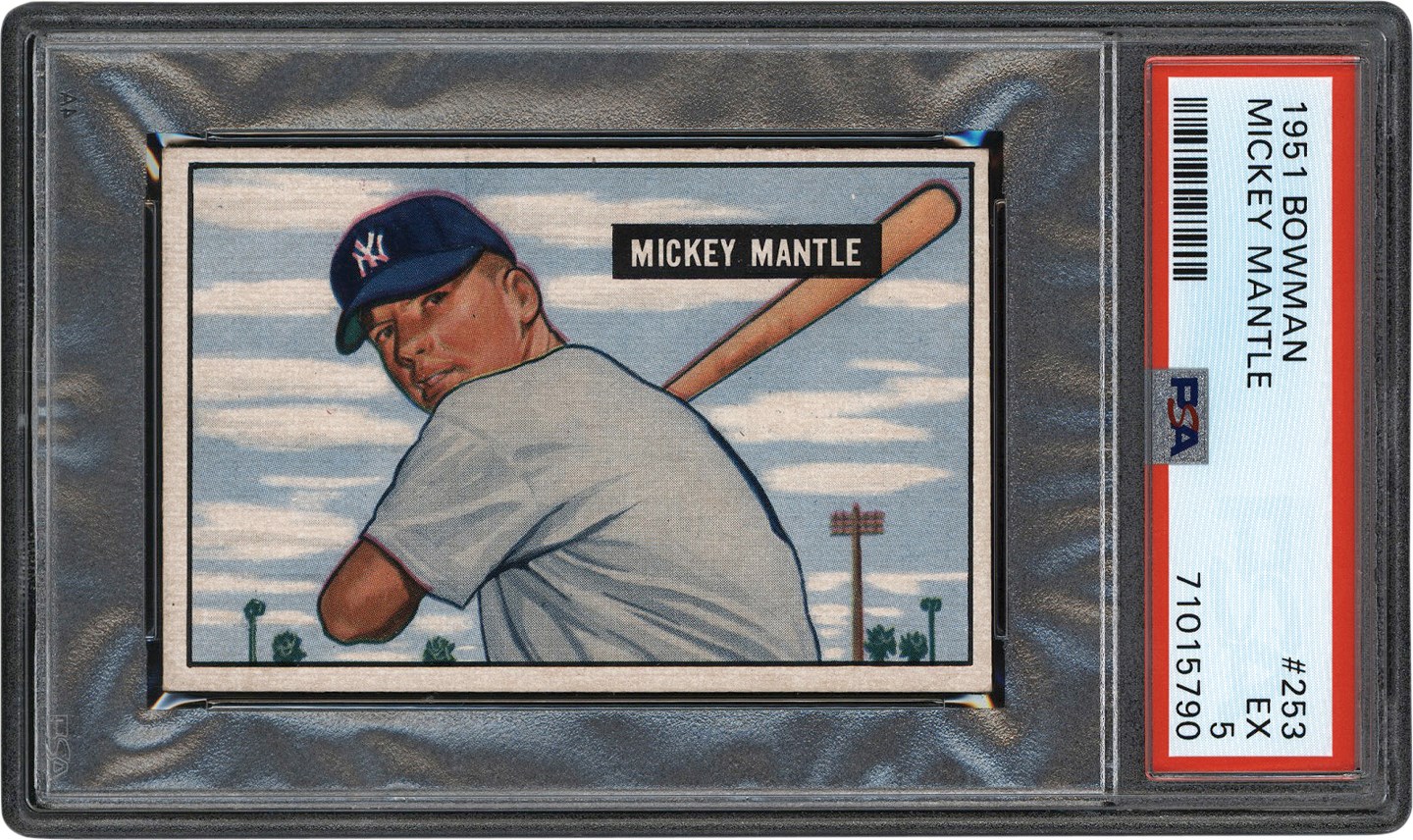 1951 Bowman  #253 Mickey Mantle Rookie Card PSA EX 5