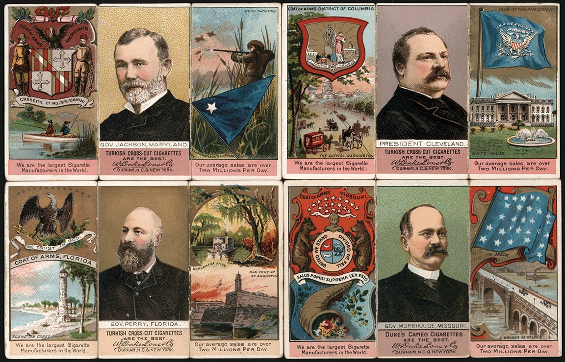 Non-Sports Cards - 1888 N133 W. Duke & Sons "State and Territorial Governors, Coat Of Arms" Near-Complete Set (34/48)