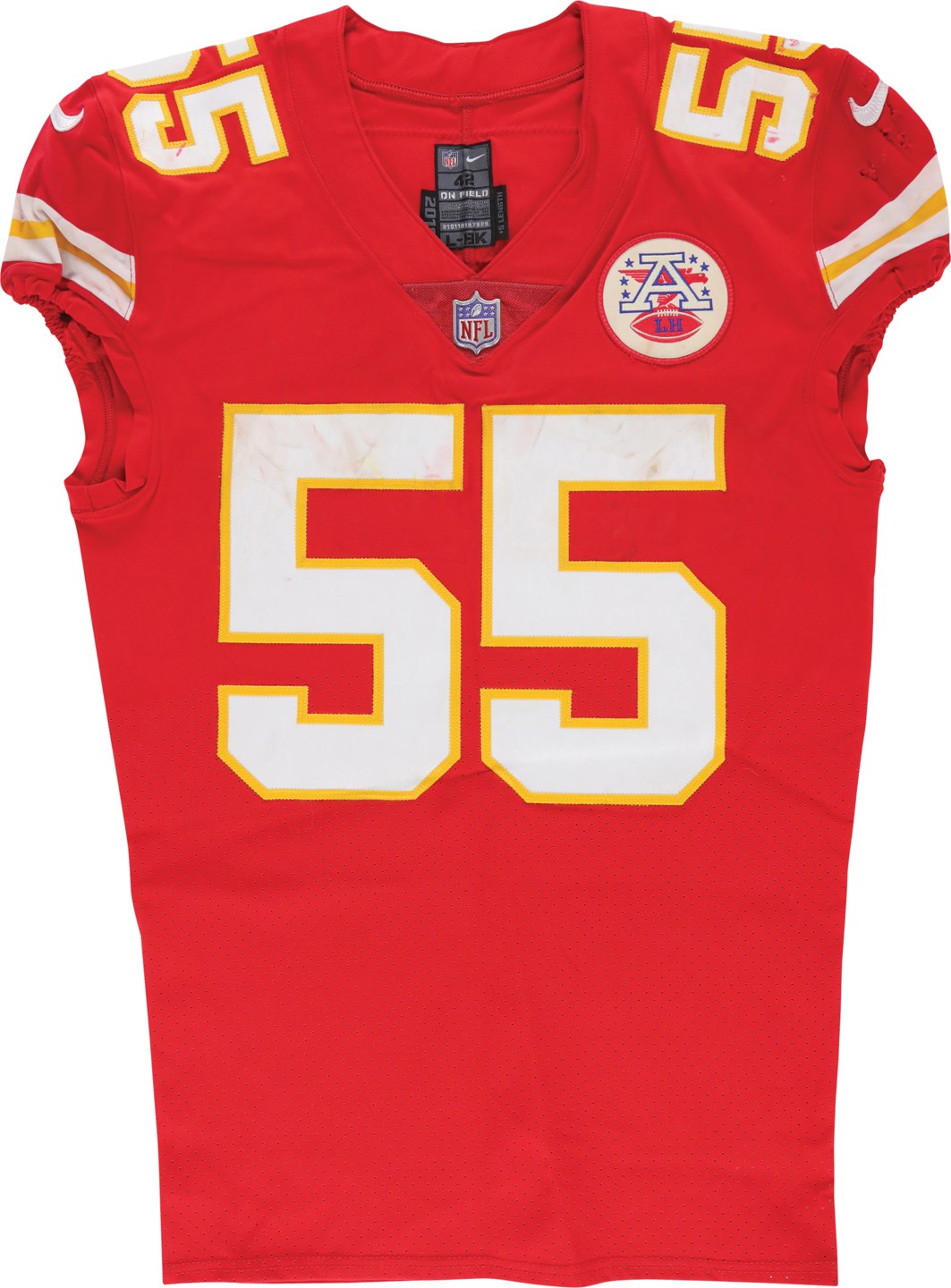 - 1/20/19 Dee Ford AFC Championship Kansas City Chiefs Unwashed Game Worn Jersey vs. New England Patriots (Photo-Matched)
