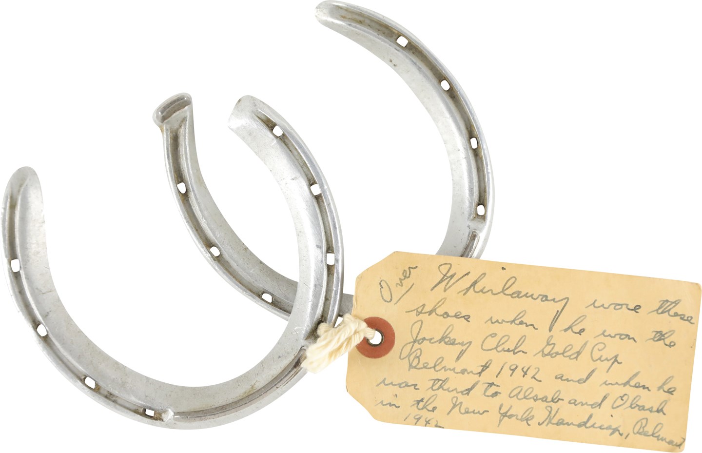Horse Racing - 1942 Whirlaway Horseshoes from Jockey Club Gold Cup Victory and New York Handicap Races