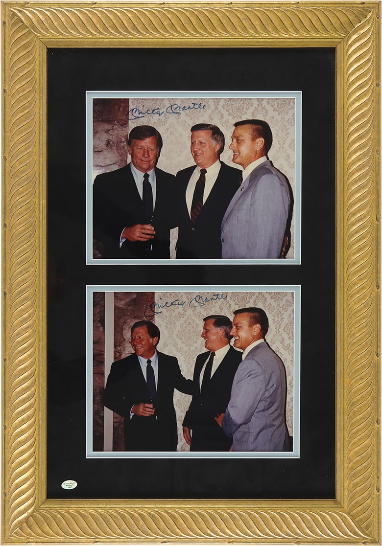 Mantle and Maris - Two Mickey Mantle Signed Photographs with George Steinbrenner and Roger Maris (Mantle Museum Holo)