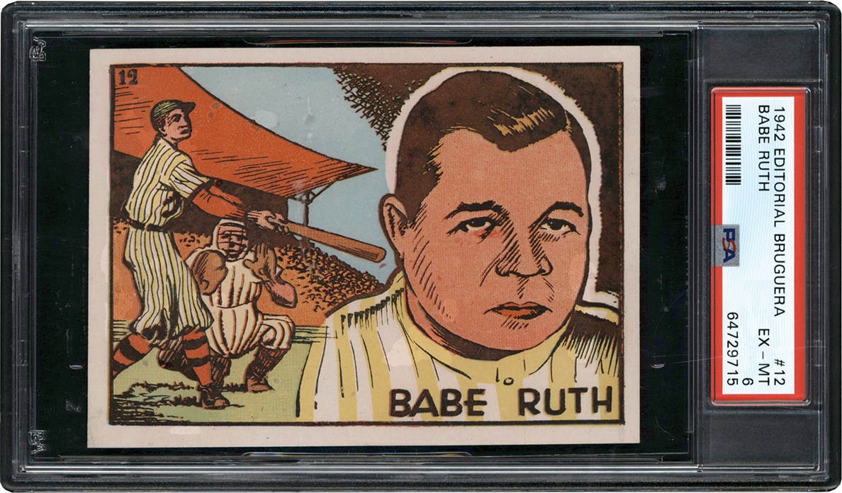 1942 Editorial Brugera #12 Babe Ruth PSA EX-MT 6 (Pop 2 One Higher)