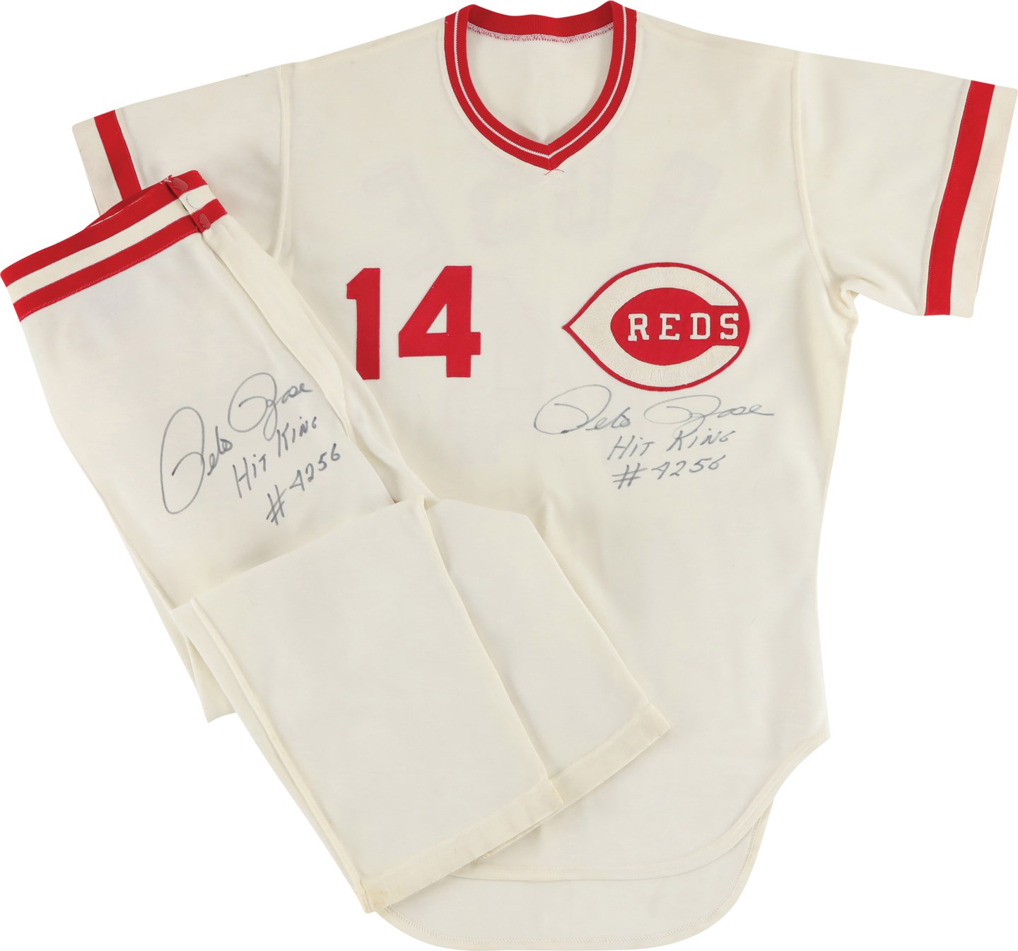1974 Pete Rose Cincinnati Reds Signed Game Worn Uniform (MEARS A10)