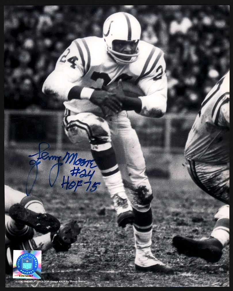 - Lenny Moore Signed Inscribed "HOF 75" Photos (100)