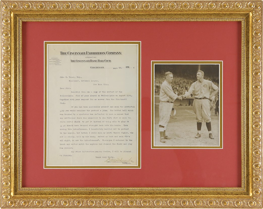 1916 Christy Mathewson Signed Letter Regarding Protested Game (PSA)