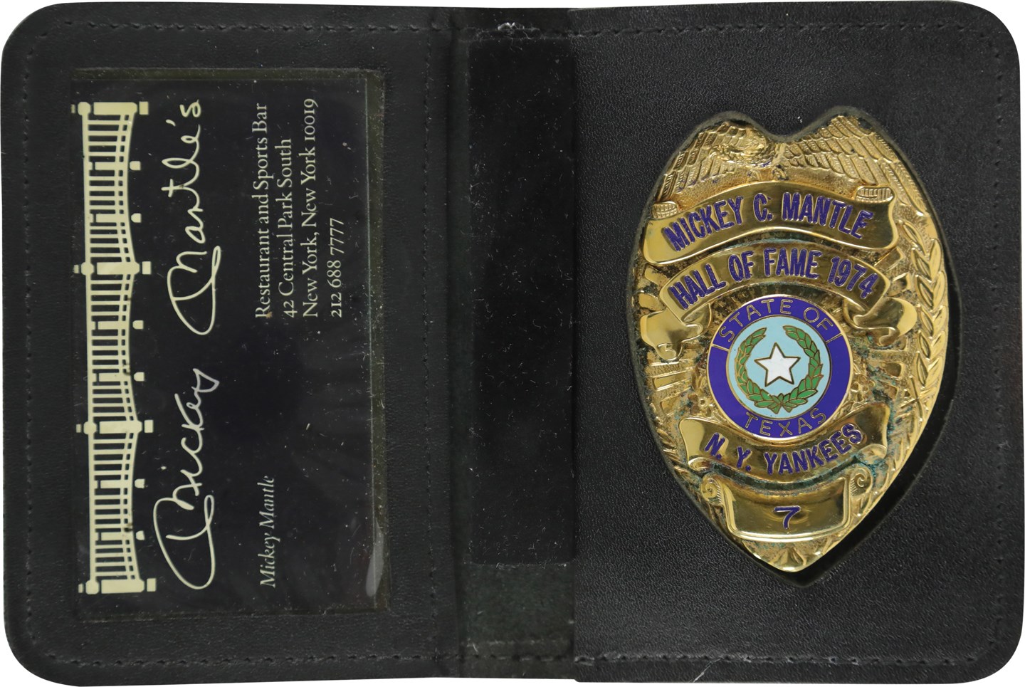 Mantle and Maris - Mickey Mantle Honorary Texas Police Badge (Greer Johnson Collection)