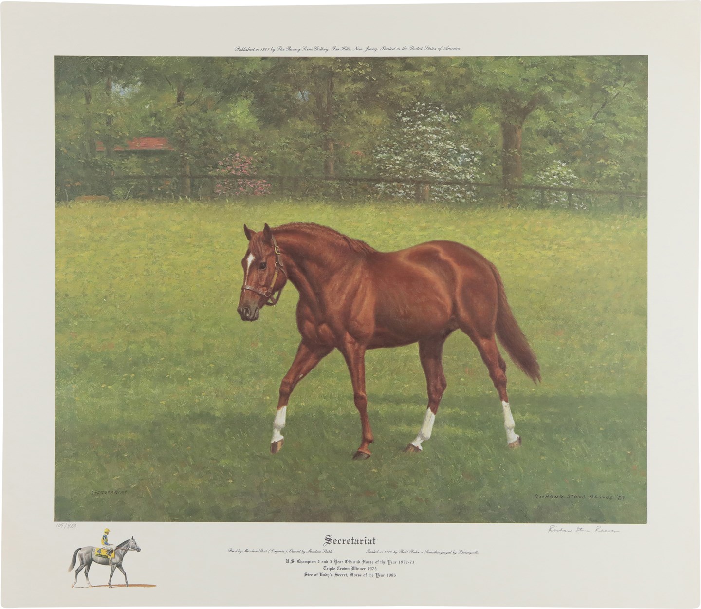 Horse Racing - 1987 Secretariat Limited-Edition Lithograph by Richard Stone Reeves #109/850