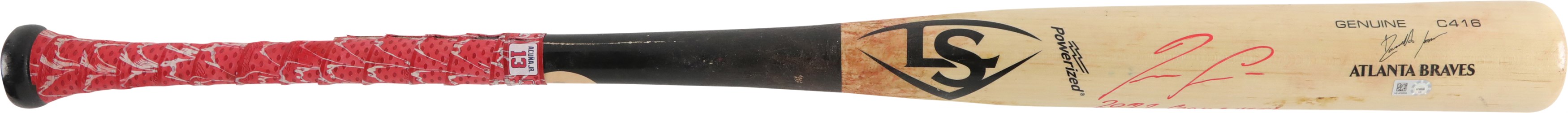 Baseball Equipment - 6/10/22 Ronald Acuna Jr. Atlanta Braves Career Hits #461 & 462 Signed Game Used Bat (Photo-Matched & MLB Holo)