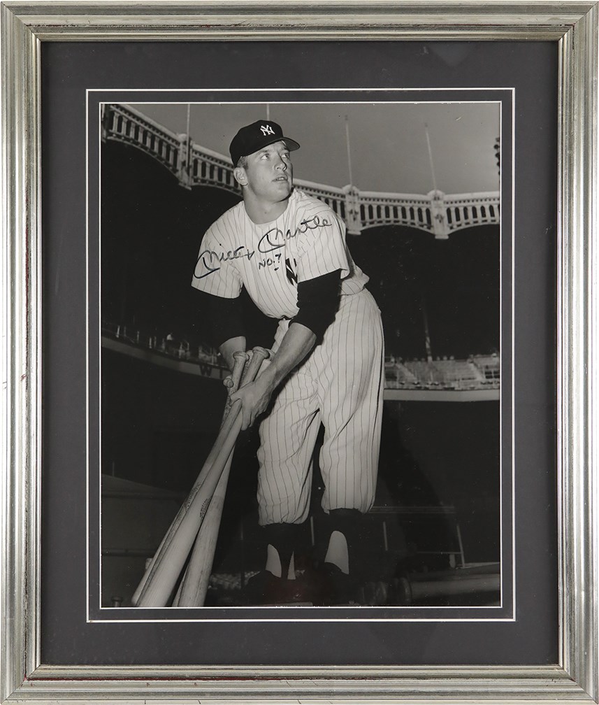 Baseball Autographs - Mickey Mantle "No. 7" Signed Oversize Photo (PSA)
