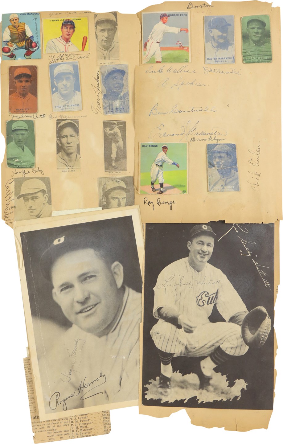 Baseball Autographs - Circa 1933 Autographed Baseball Scrapbook with 17 Hall of Famers & Many Stars