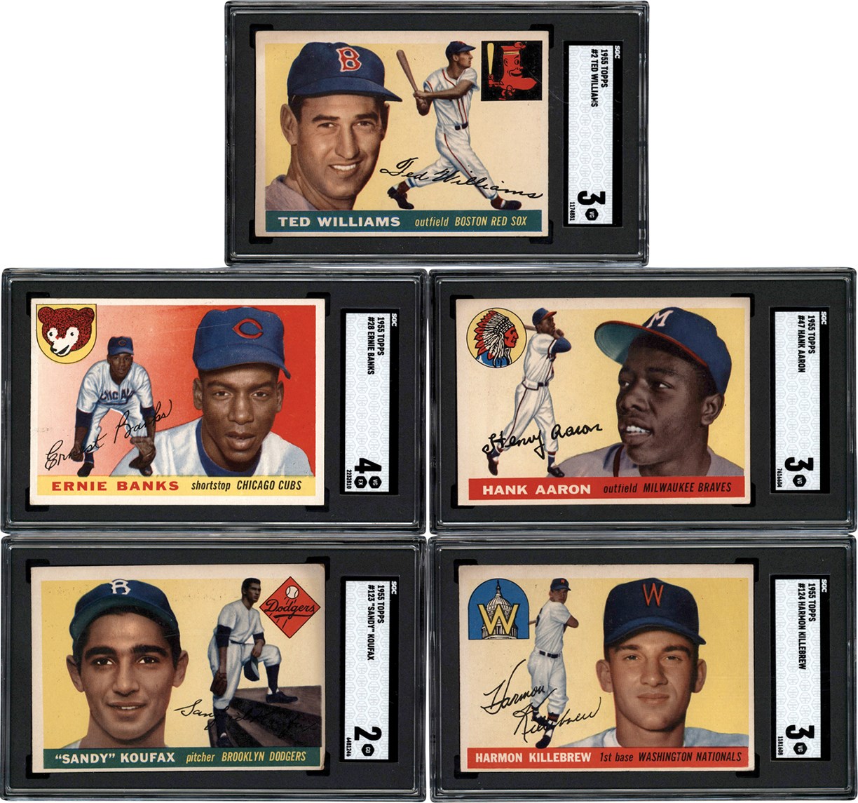 1955 Topps Superstar Collection w/Sandy Koufax Rookie Card (5) All SGC