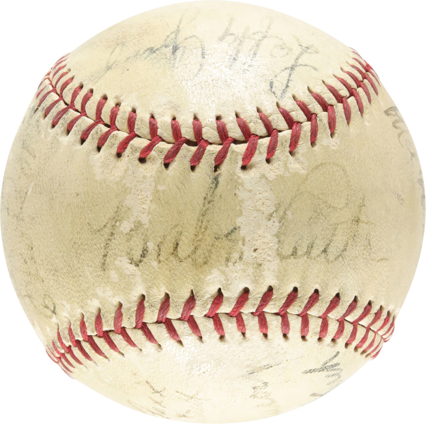 1934 All-Star Game Signed Baseball  - Hubbell Fans 5 in a Row - with Ruth, Gehrig, Foxx, Simmons, Cronin & W. Johnson (PSA)
