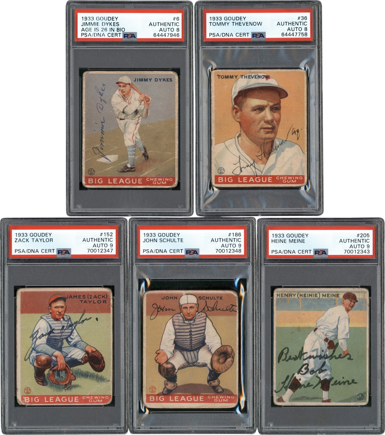 Signed 1933 Goudey Collection (5) All PSA