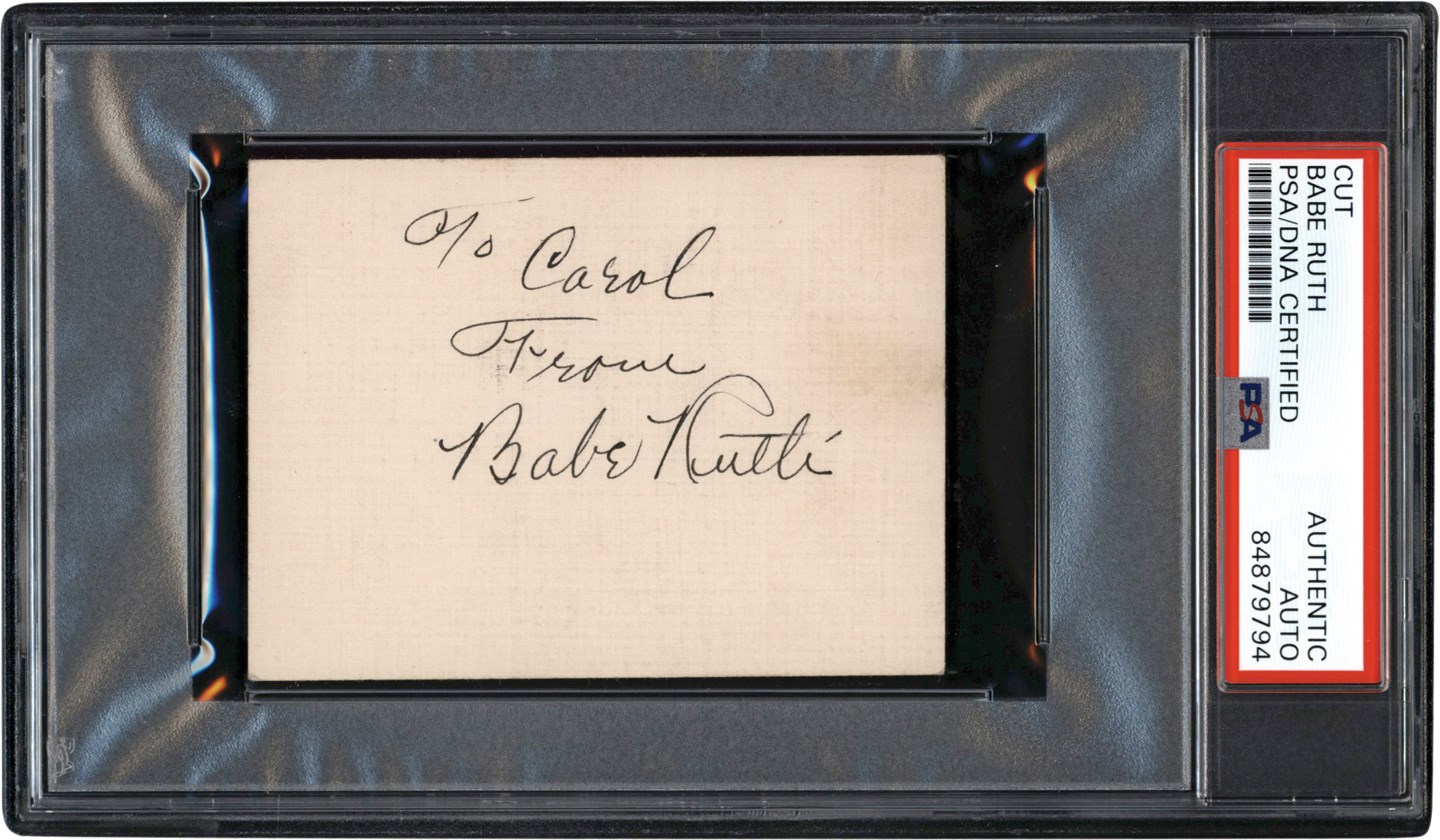 Gorgeous Babe Ruth Signed Card (PSA)