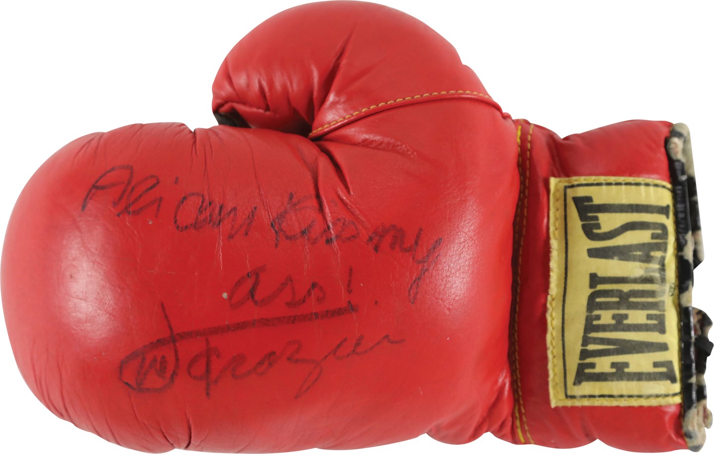 Joe Frazier Signed Boxing Glove - Inscribed "Ali Can Kiss My Ass" (PSA)