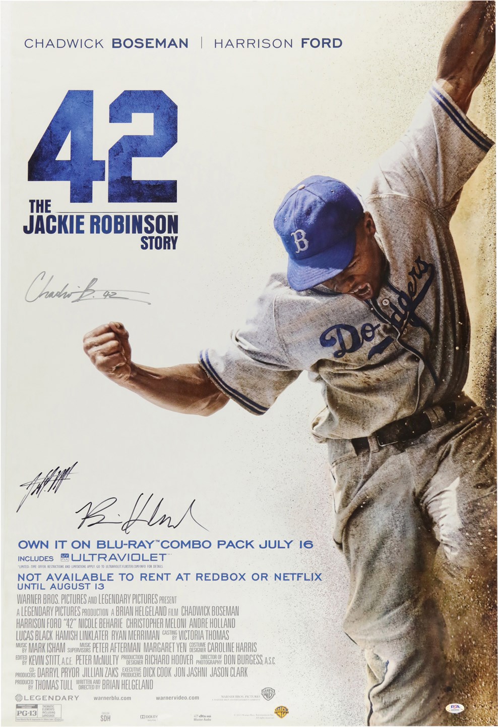 "42" The Jackie Robinson Story Multi-Signed Movie Poster w/Chadwick Boseman (PSA)
