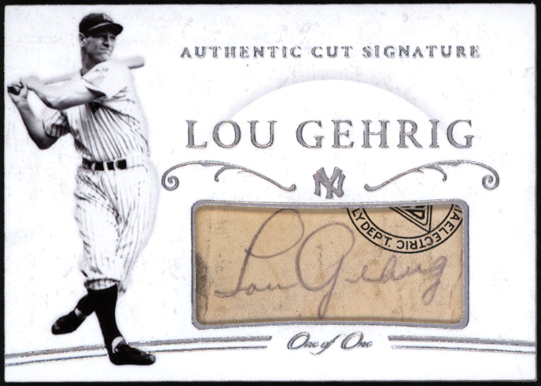 - Lou Gehrig Cut Signature "1/1" Autograph Card (JSA)