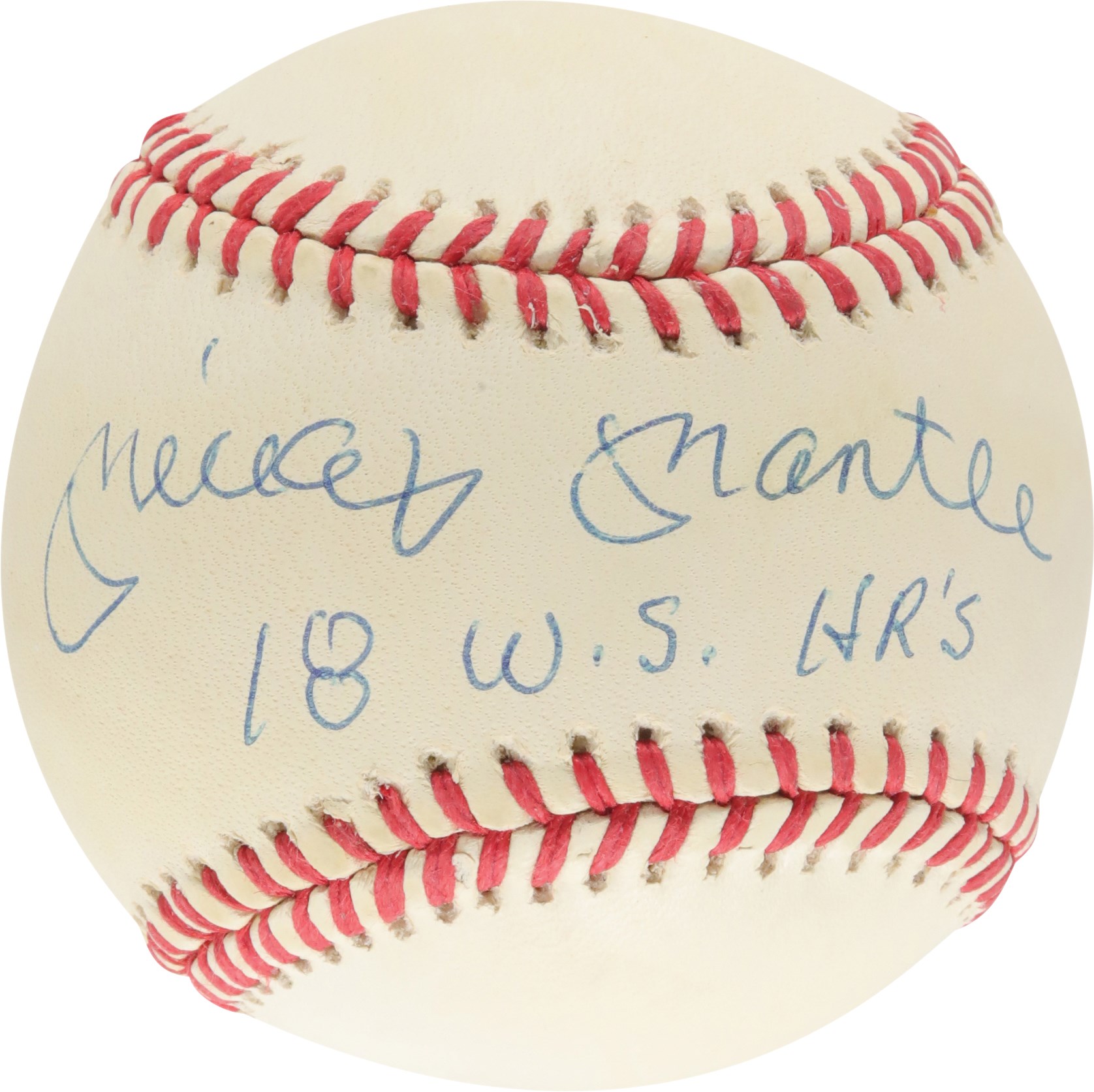 Mantle and Maris - Mickey Mantle "18 W.S. HR's" Single-Signed Baseball (PSA)