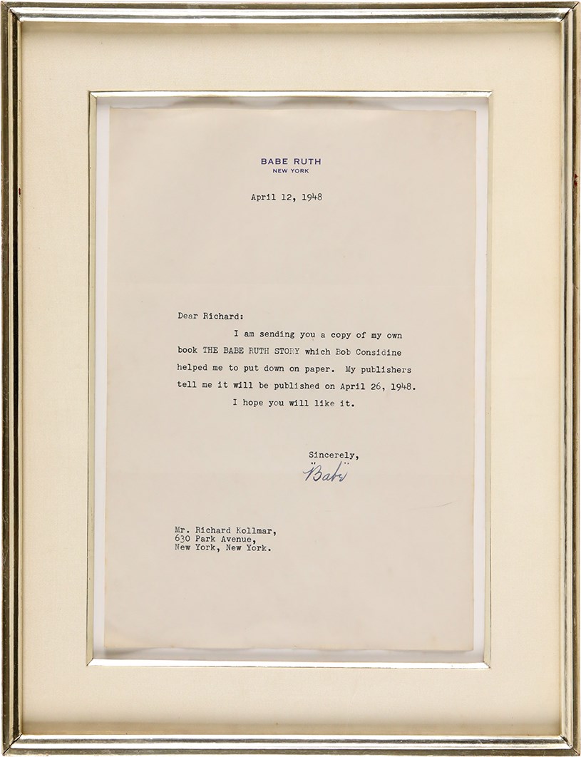 Ruth and Gehrig - 1948 Babe Ruth Signed Letter to Famed Producer Promoting "The Babe Ruth Story" (JSA)