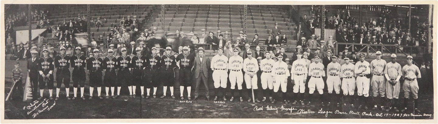 Vintage Sports Photographs - 1927 Babe Ruth & Lou Gehrig Barnstorming Panoramic Photograph (PSA Type III)