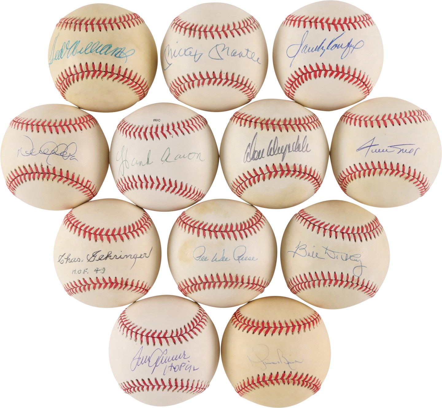 Hall of Famers Signed Baseball Collection w/Mantle, Williams & Mays (57)